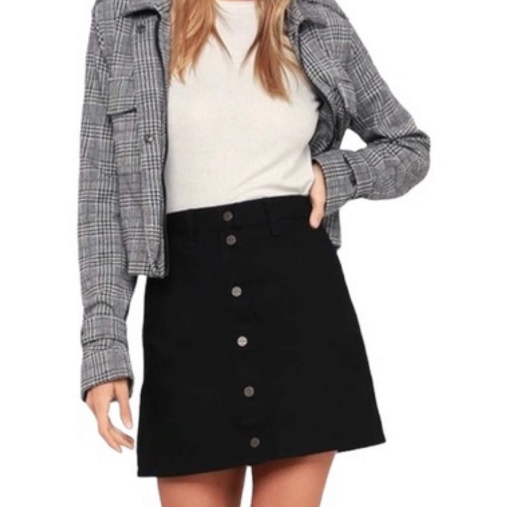 Obey Worldwide Black Denim Button Front Skirt size 26
